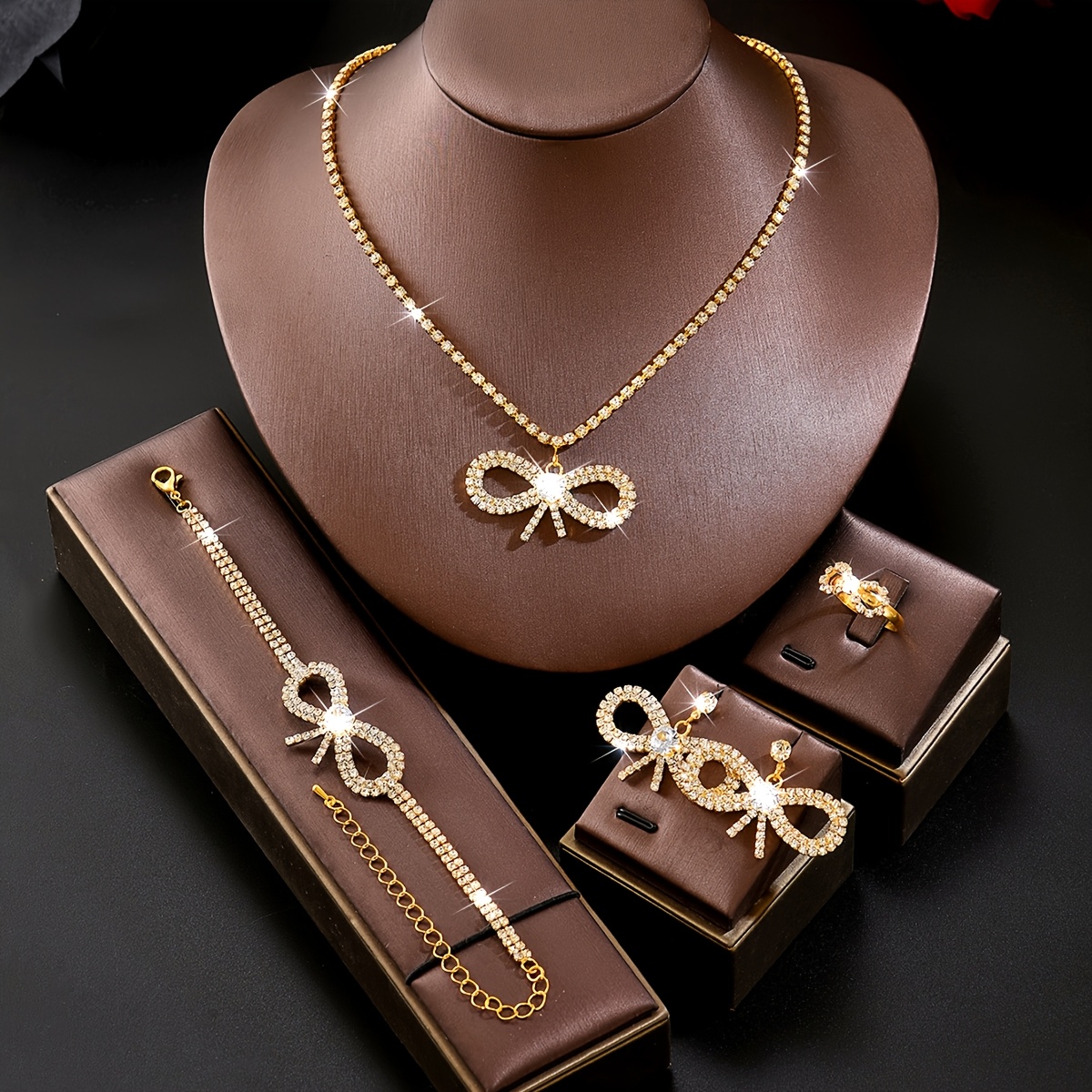 French-Style Romantic Women's Bow Chain Jewelry Set
